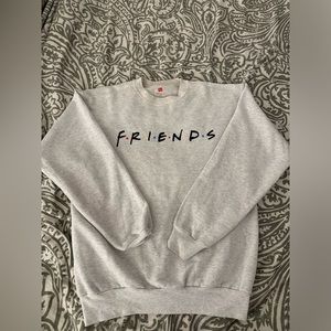 FRIENDS Tv Show Gray Cropped Sweatshirt Sz M Warner Bros H&M EUC 90s Style Retro